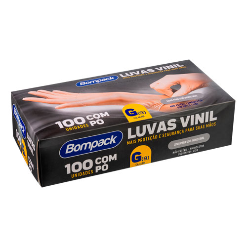LUVAS DE VINIL C/PO TALGE (G) C /100 LIMPEZA E HIGIENE
